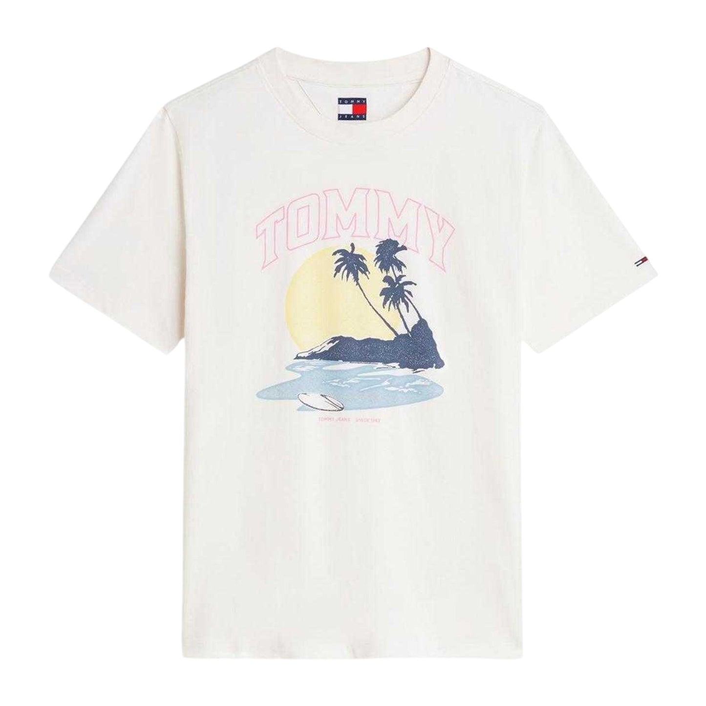 Antique White - Front - Tommy Jeans Womens-Ladies Beach T-Shirt