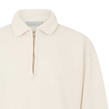 Ivory - Side - Humanrace Mens Quarter Zip Relaxed Fit Fleece