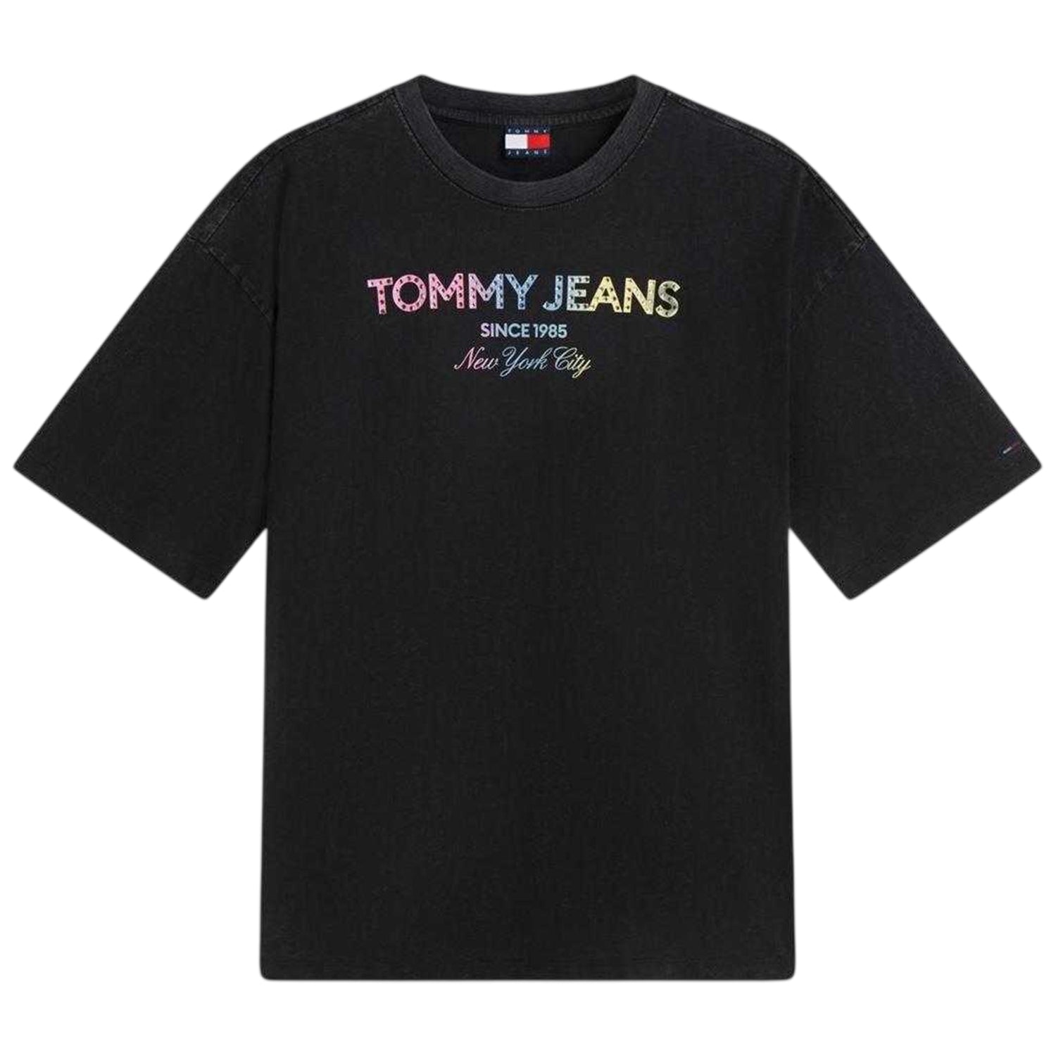 Black - Front - Tommy Jeans Womens-Ladies Gradient Logo Oversized T-Shirt