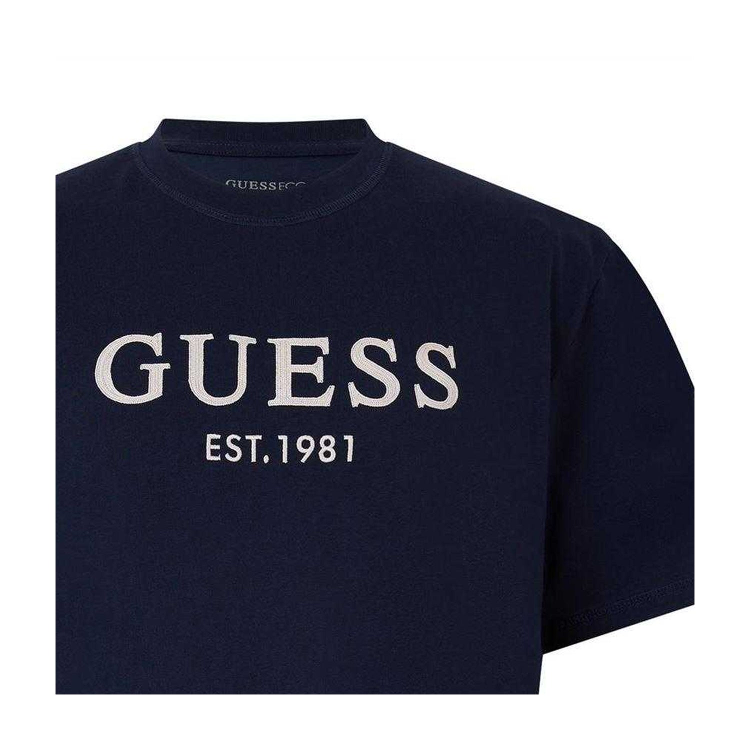 Blue - Side - Guess Mens Embroidered Regular T-Shirt