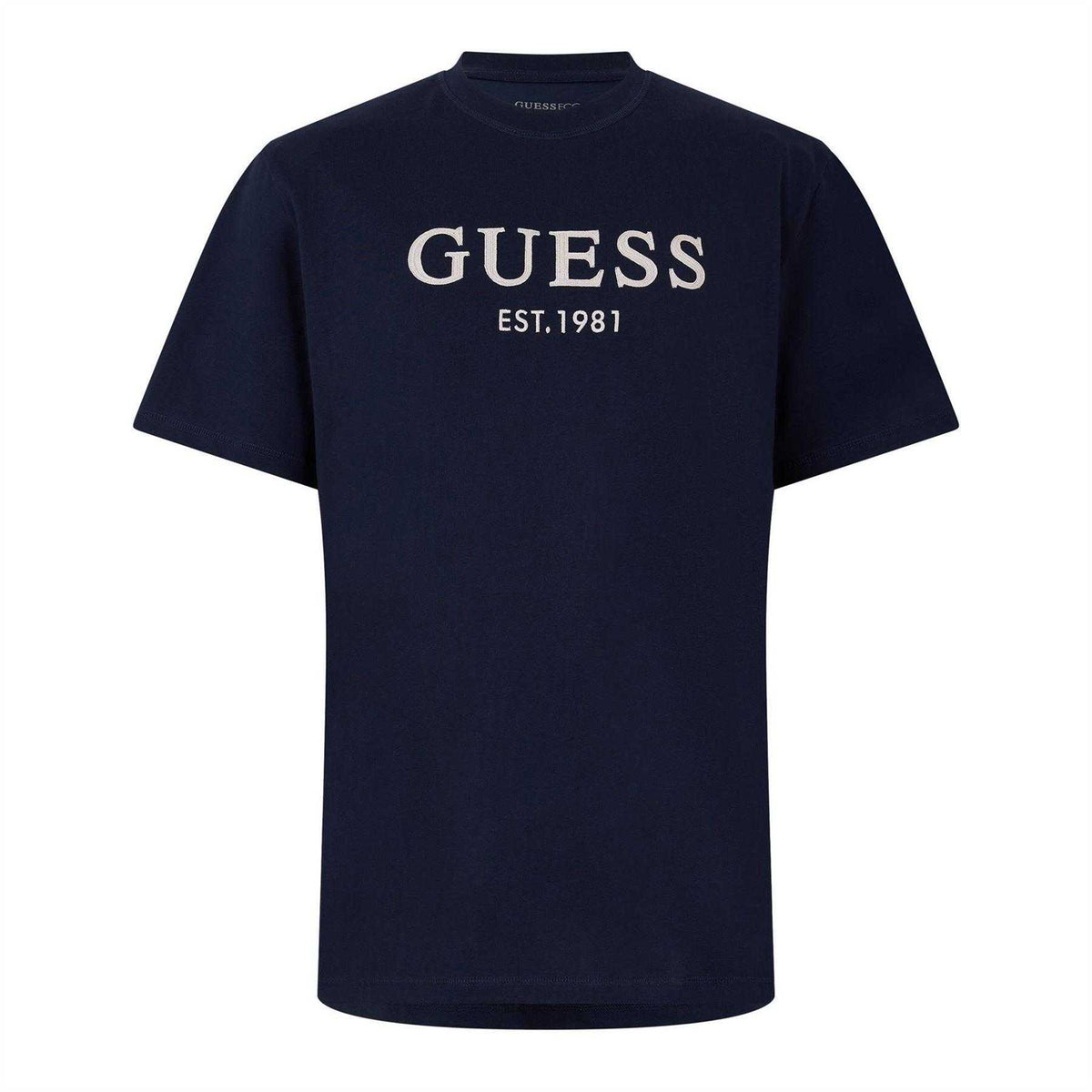 Blue - Front - Guess Mens Embroidered Regular T-Shirt