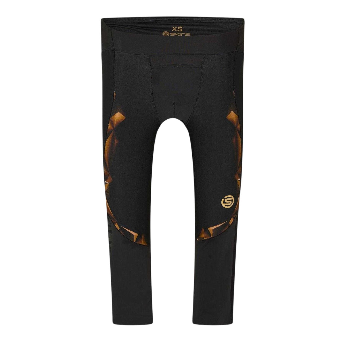 Black - Back - Skins Mens A400 Geometric Pattern 3-4 Leggings