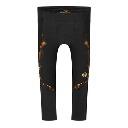Black - Back - Skins Mens A400 Geometric Pattern 3-4 Leggings