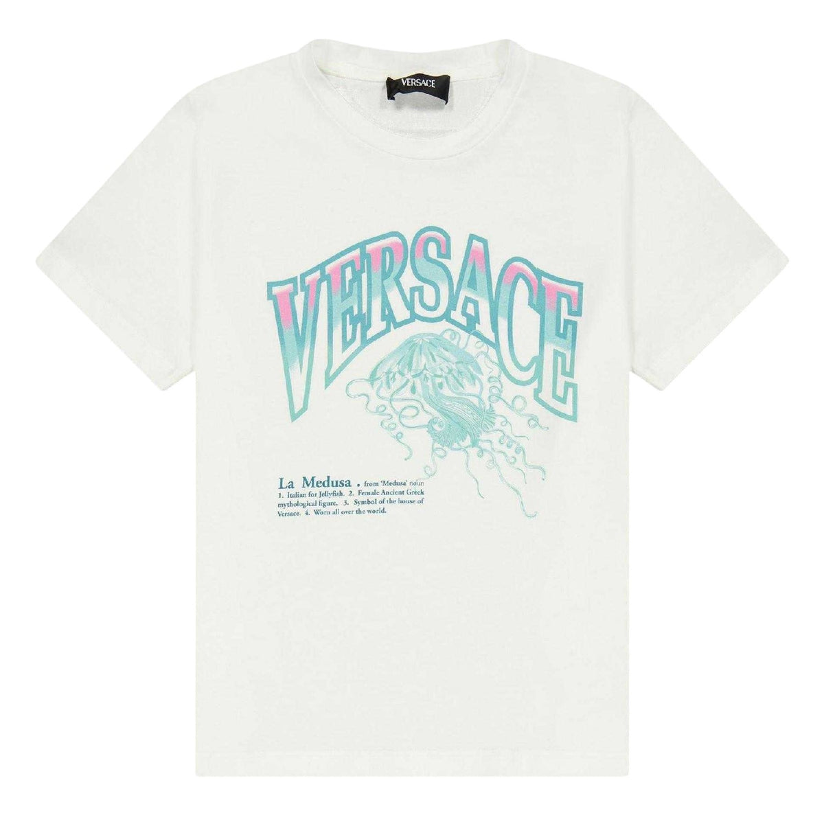 White - Front - Versace Childrens-Kids Large Logo T-Shirt