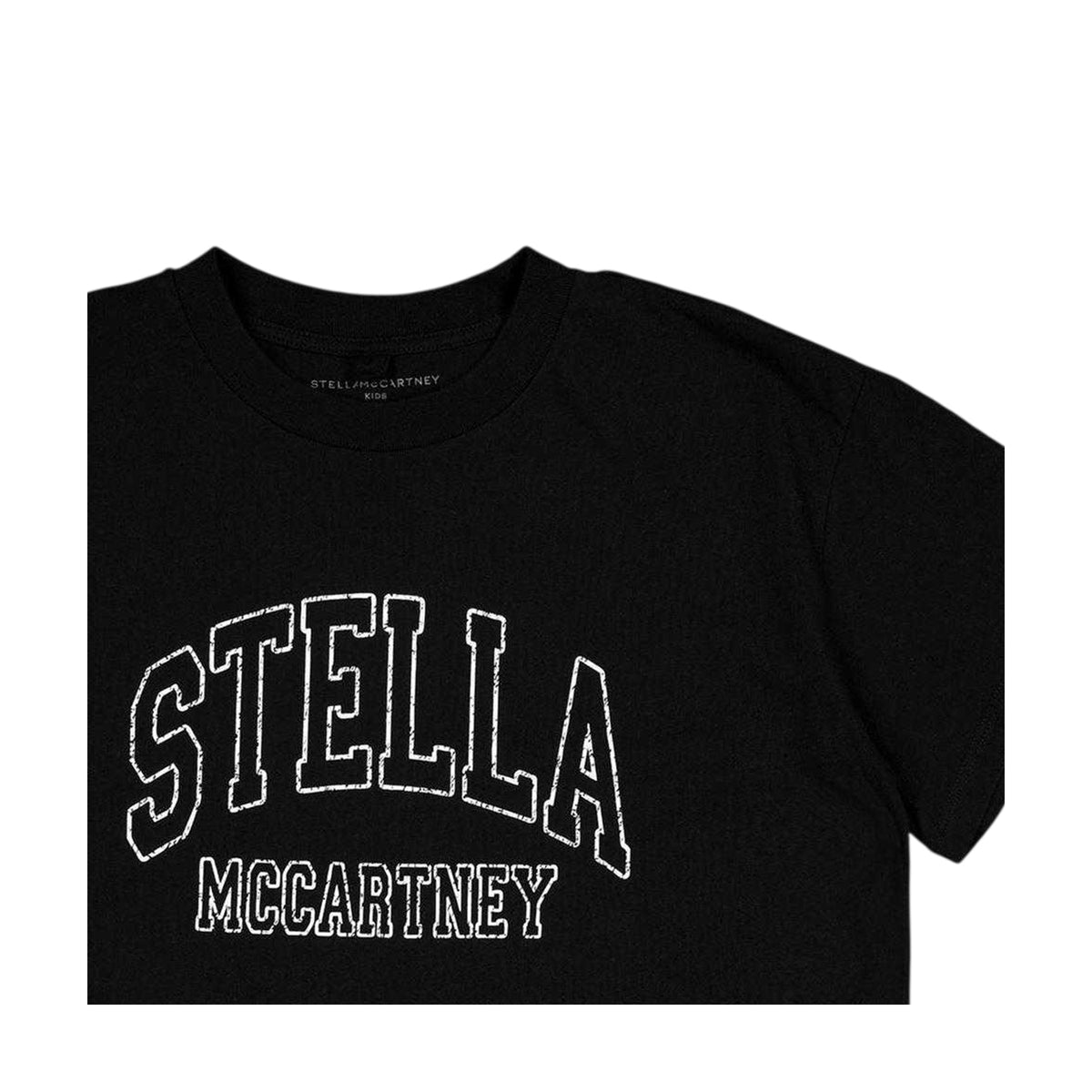 Black - Side - Stella McCartney Childrens-Kids Logo Outline T-Shirt