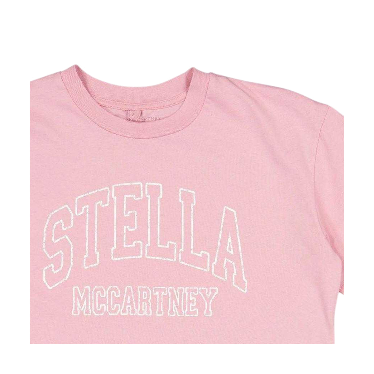 Pink - Side - Stella McCartney Childrens-Kids Logo Outline T-Shirt