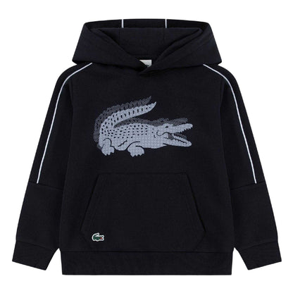 Black Marl - Front - Lacoste Childrens-Kids Graphic Print Hoodie