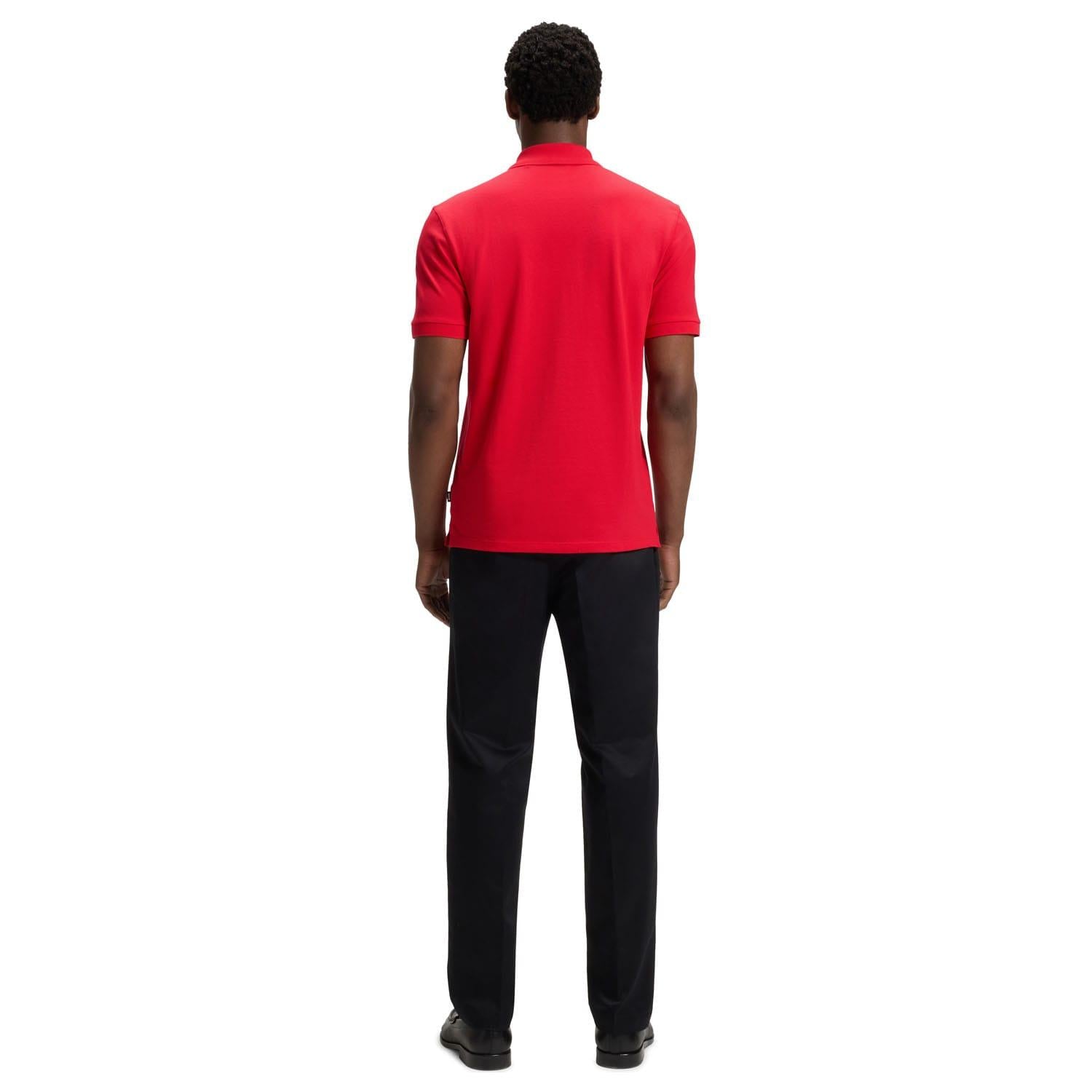 Red - Back - Boss Mens Pallas Regular Polo Shirt