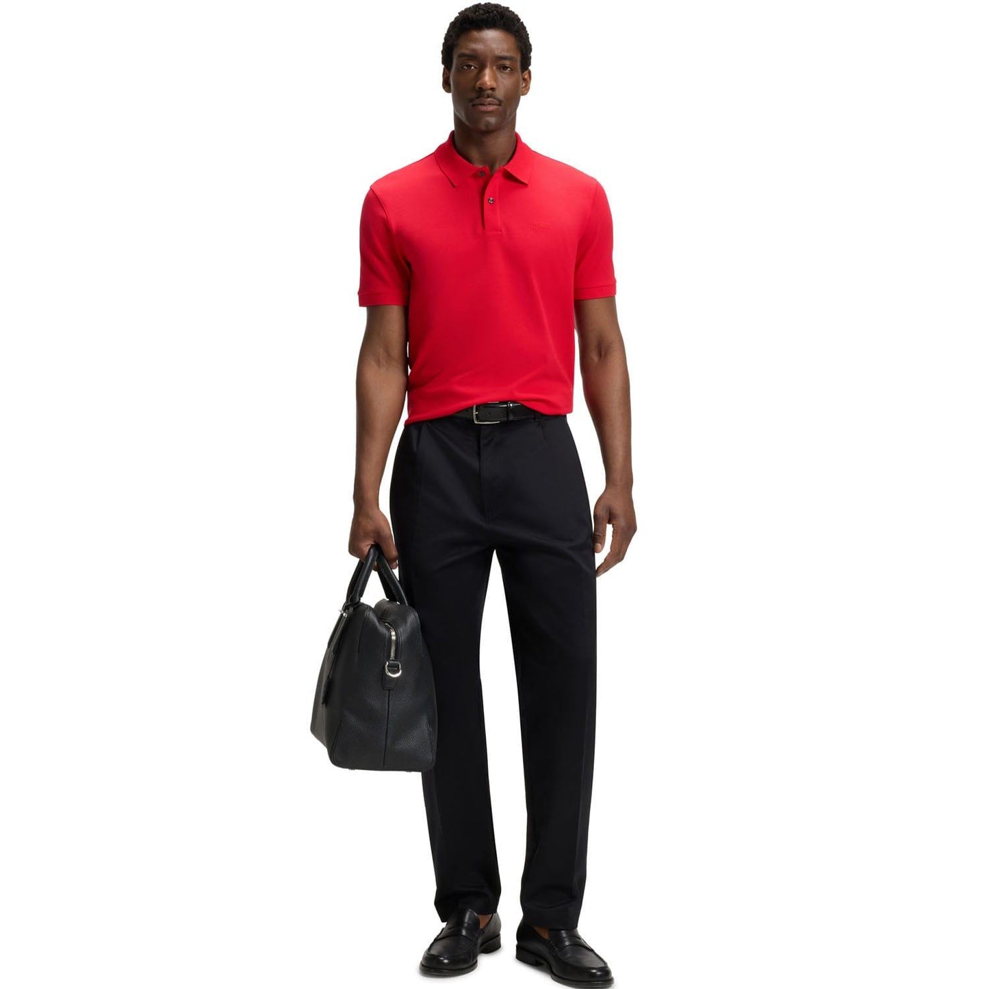 Red - Side - Boss Mens Pallas Regular Polo Shirt