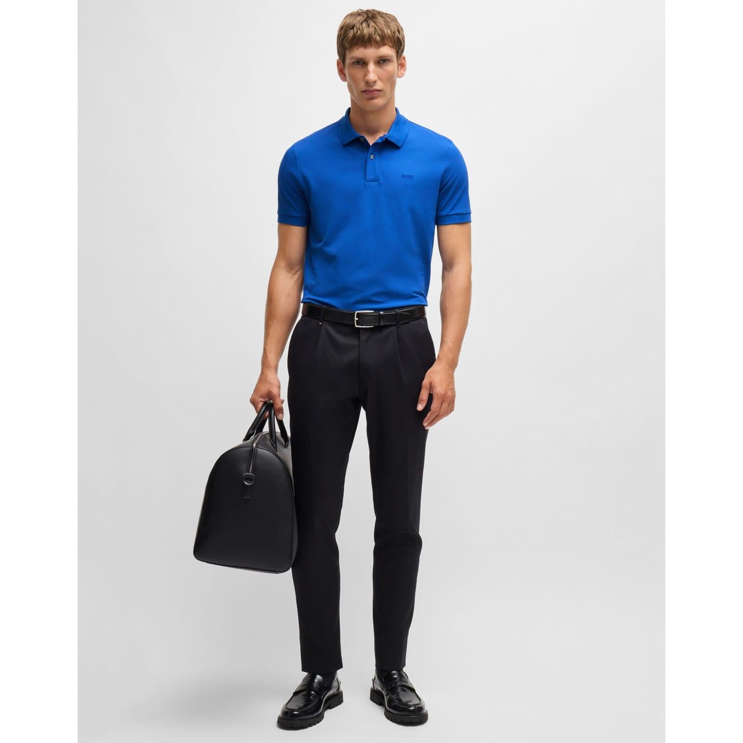Royal Blue - Back - Boss Mens Pallas Regular Polo Shirt