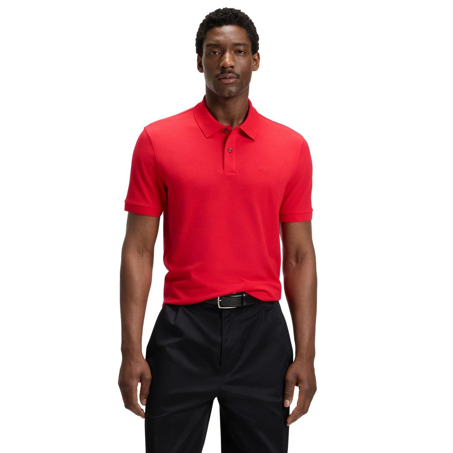 Red - Front - Boss Mens Pallas Regular Polo Shirt
