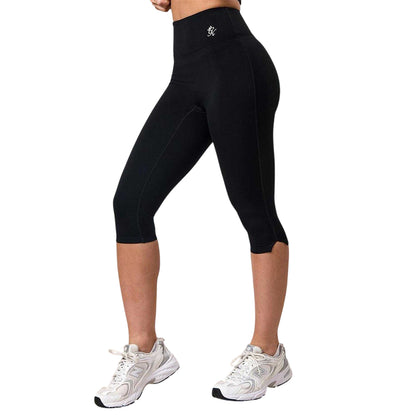Black - Side - Gym King Womens-Ladies 365 Capri Leggings