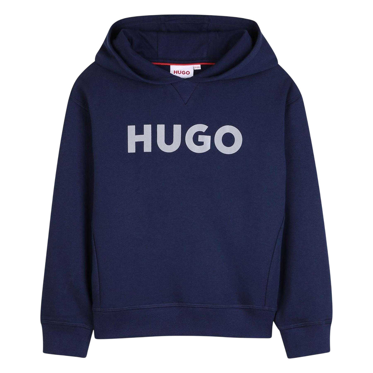 Navy Blue - Front - Hugo Childrens-Kids Logo Overhead Hoodie