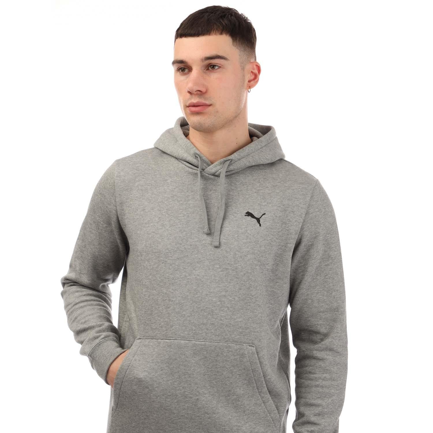 Grey - Side - Puma Mens Small Logo Hoodie