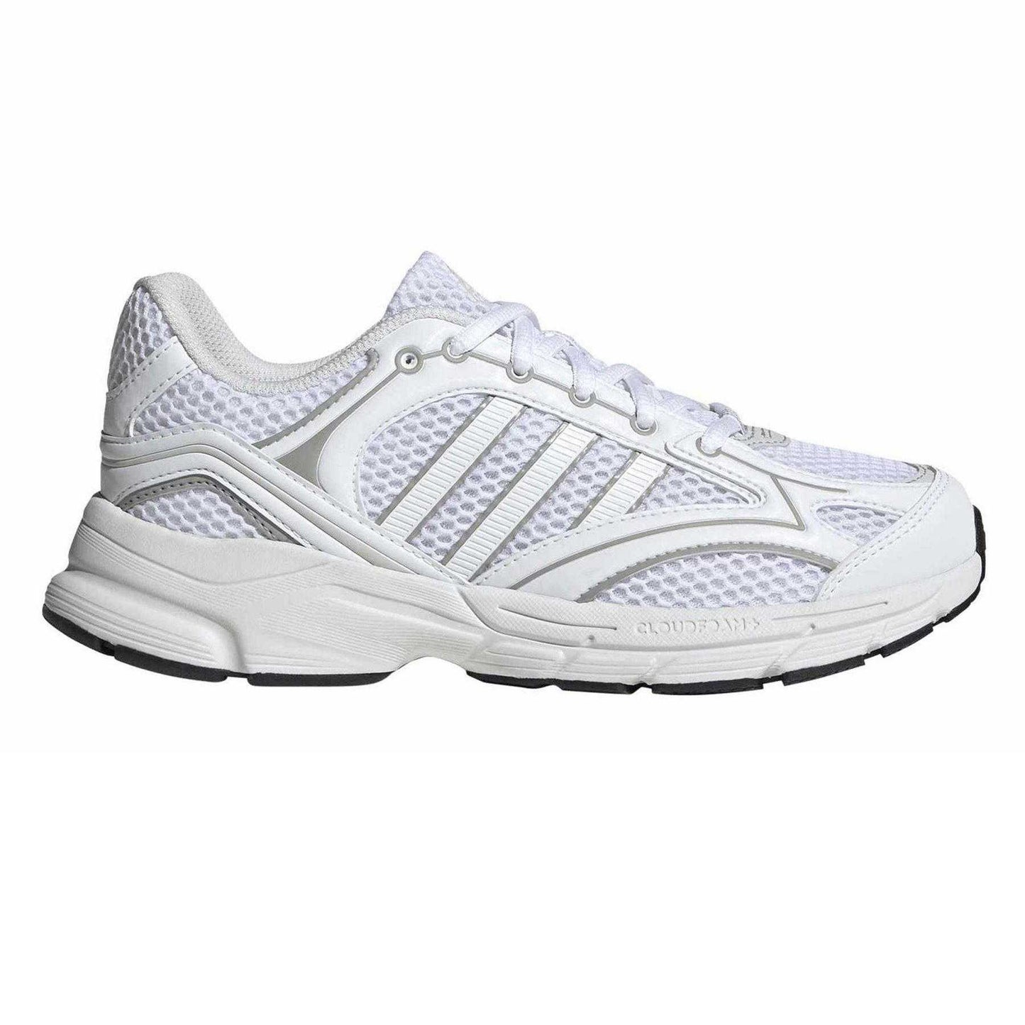 Triple White - Front - Adidas Boys Spiritain 3 Stripes Trainers