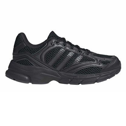 Triple Black - Front - Adidas Boys Spiritain 3 Stripes Trainers