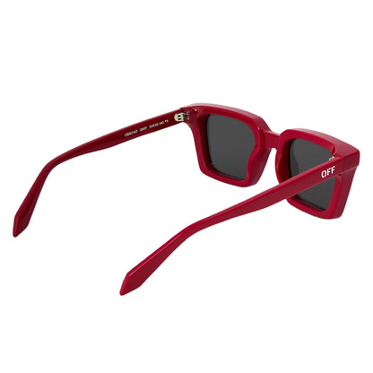 Red - Back - Off White Unisex Adult Rectangle Sunglasses