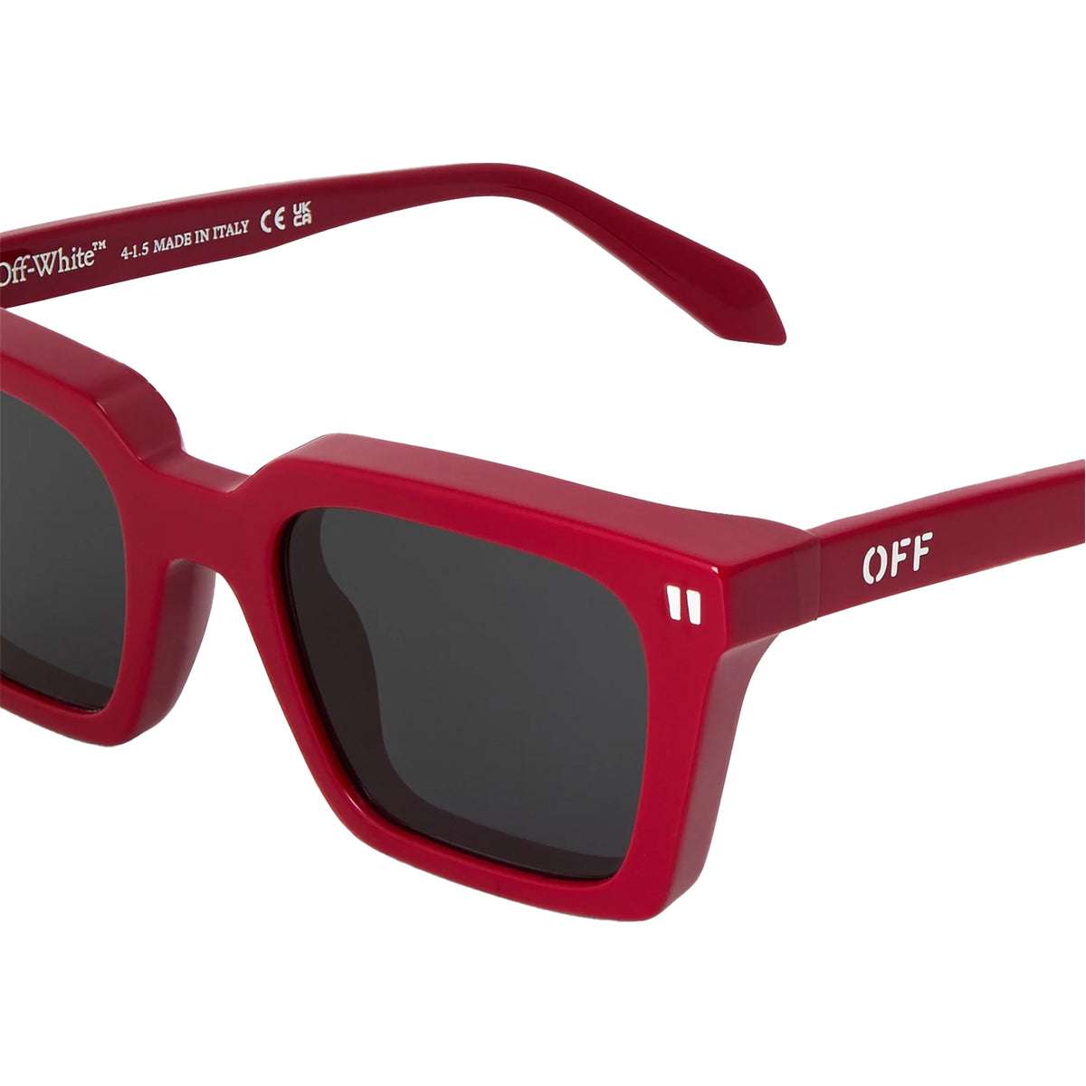 Red - Side - Off White Unisex Adult Rectangle Sunglasses