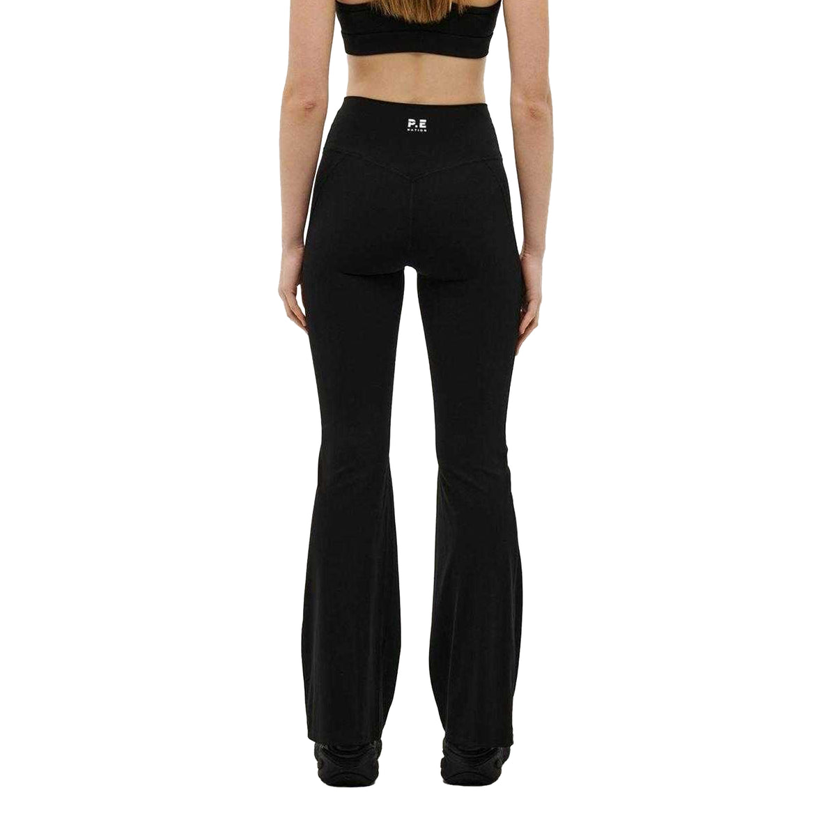 Black - Back - PE Nation Womens-Ladies V-Shaped Flared Leggings