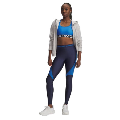 Blue - Side - Under Armour Womens-Ladies Ribbed Compression Leggings