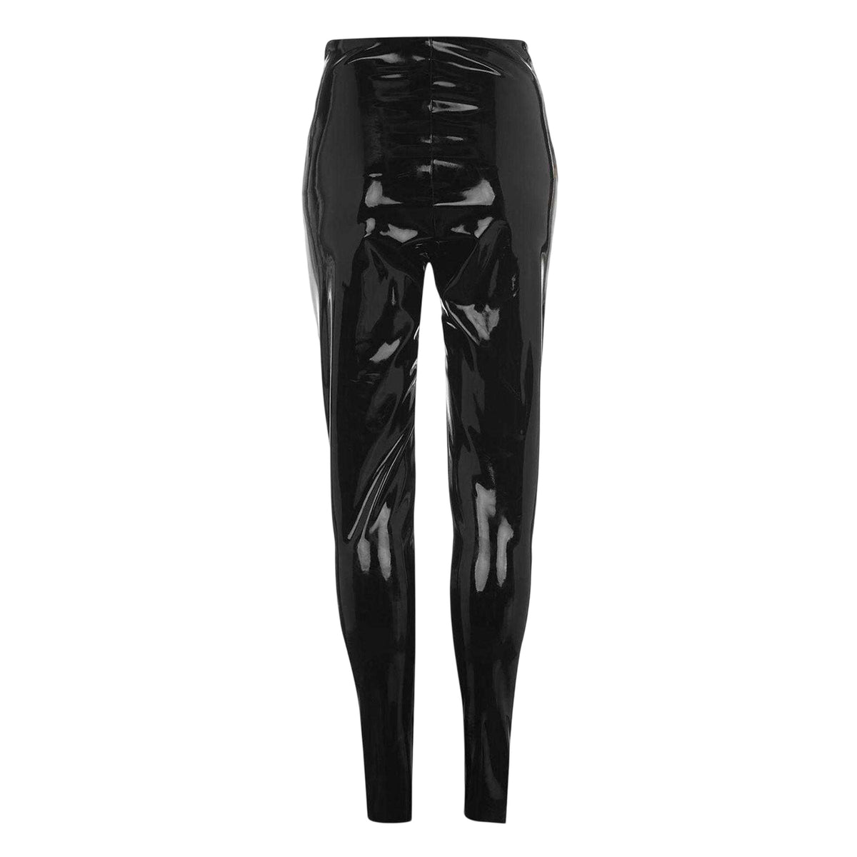 Black - Back - Commando Womens-Ladies Faux Leather Stretch Leggings