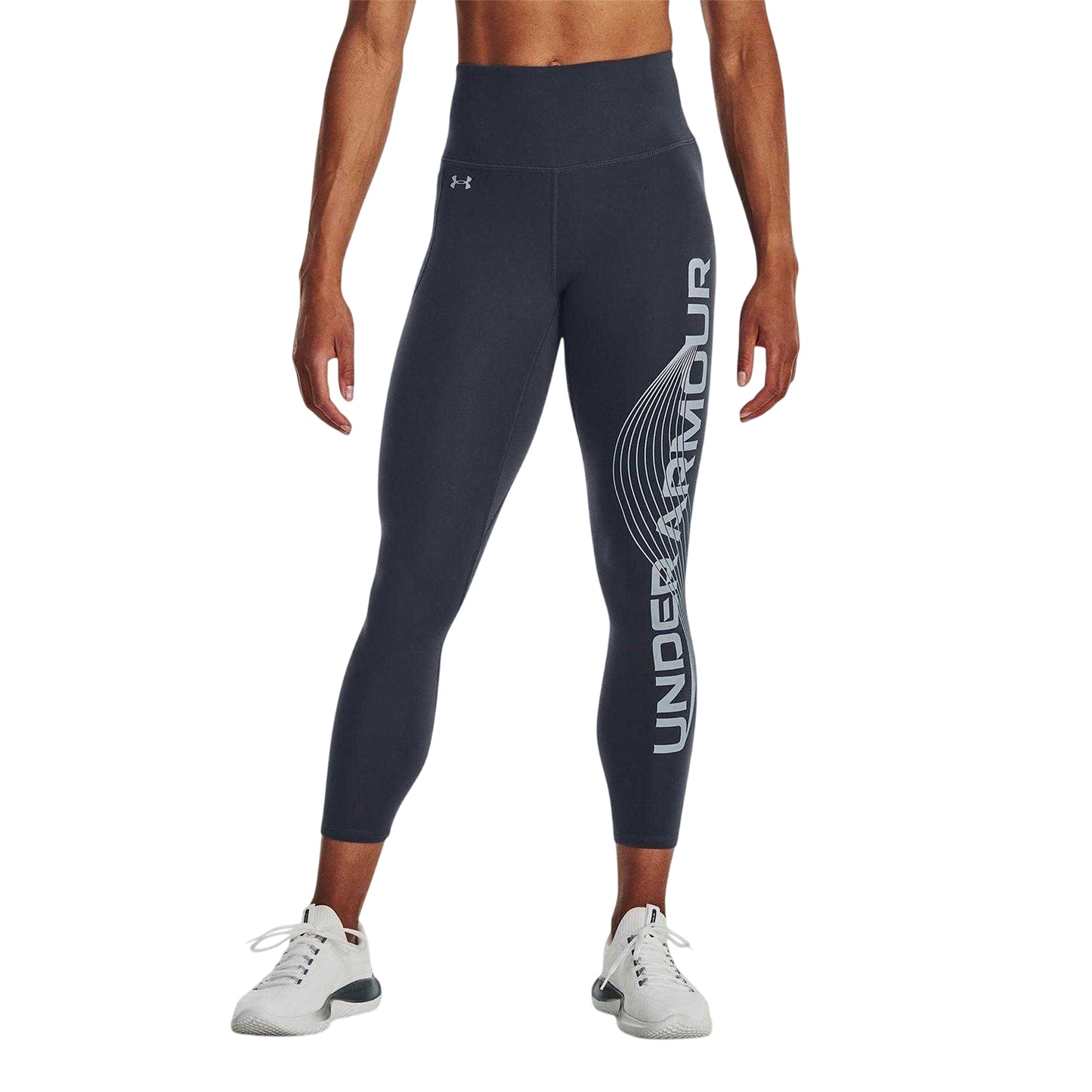 Downpour Grey - Side - Under Armour Womens-Ladies Motion Performance Running Tights