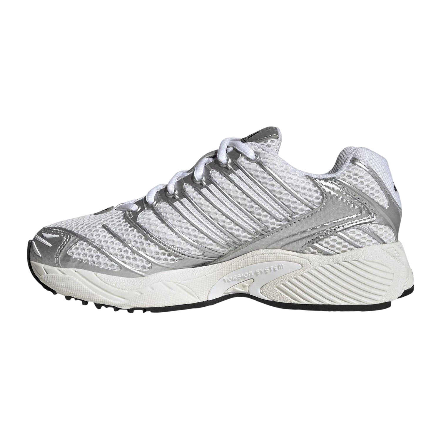 White-Silver - Side - Adidas Childrens-Kids Adistar Running Trainers