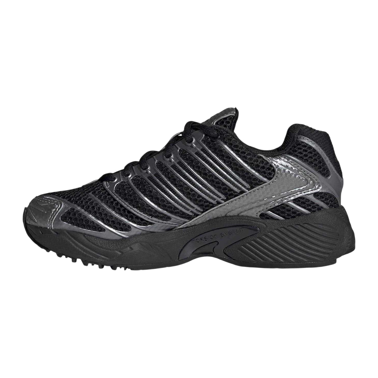 Black-Silver - Side - Adidas Childrens-Kids Adistar Running Trainers