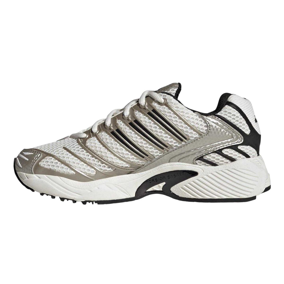 White-Black-Gold - Side - Adidas Childrens-Kids Adistar Running Trainers