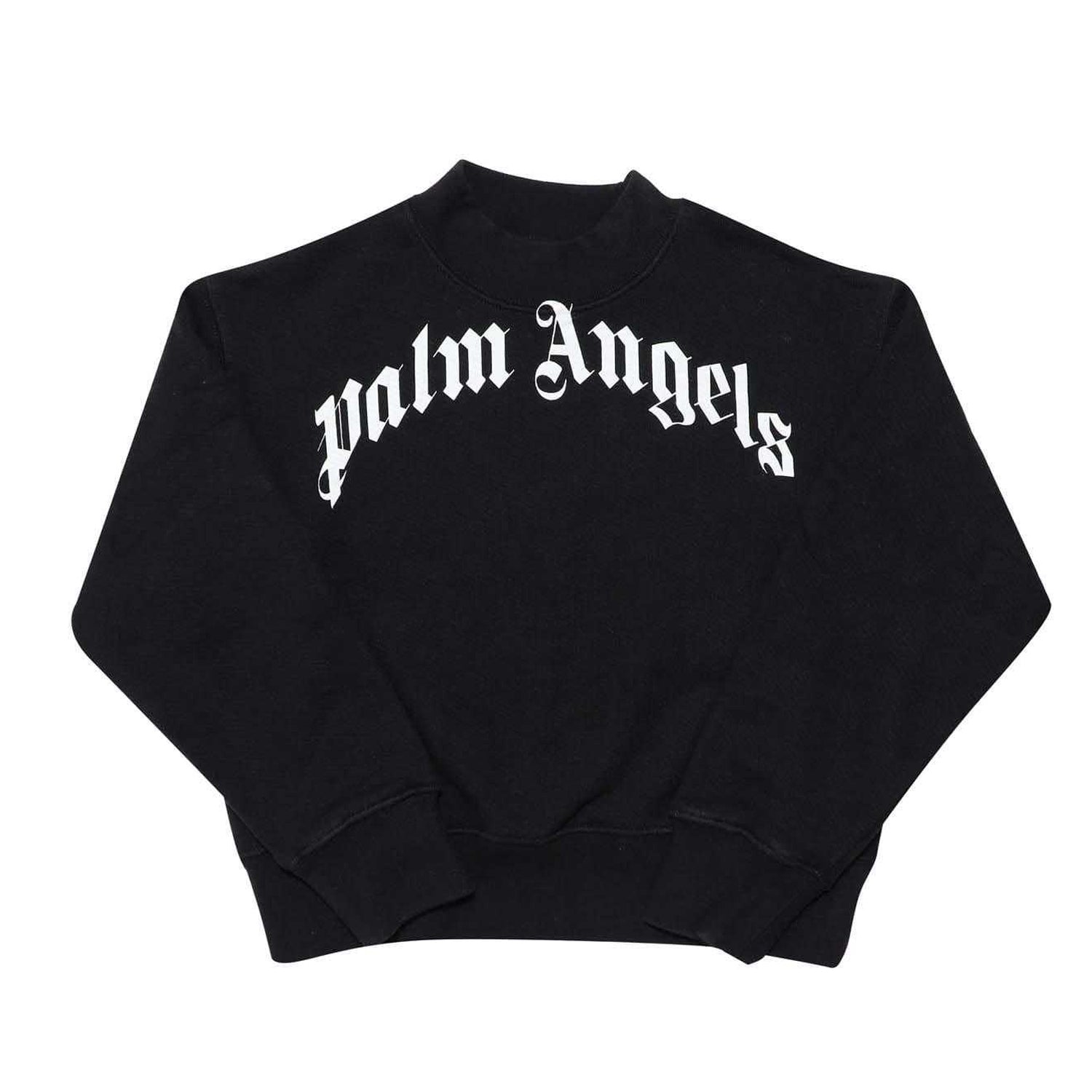 Black-White - Front - Palm Angels Childrens-Kids Over Logo Classic Sweatshirt