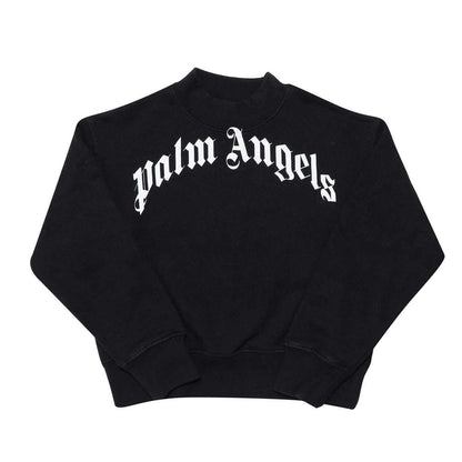 Black-White - Front - Palm Angels Childrens-Kids Over Logo Classic Sweatshirt