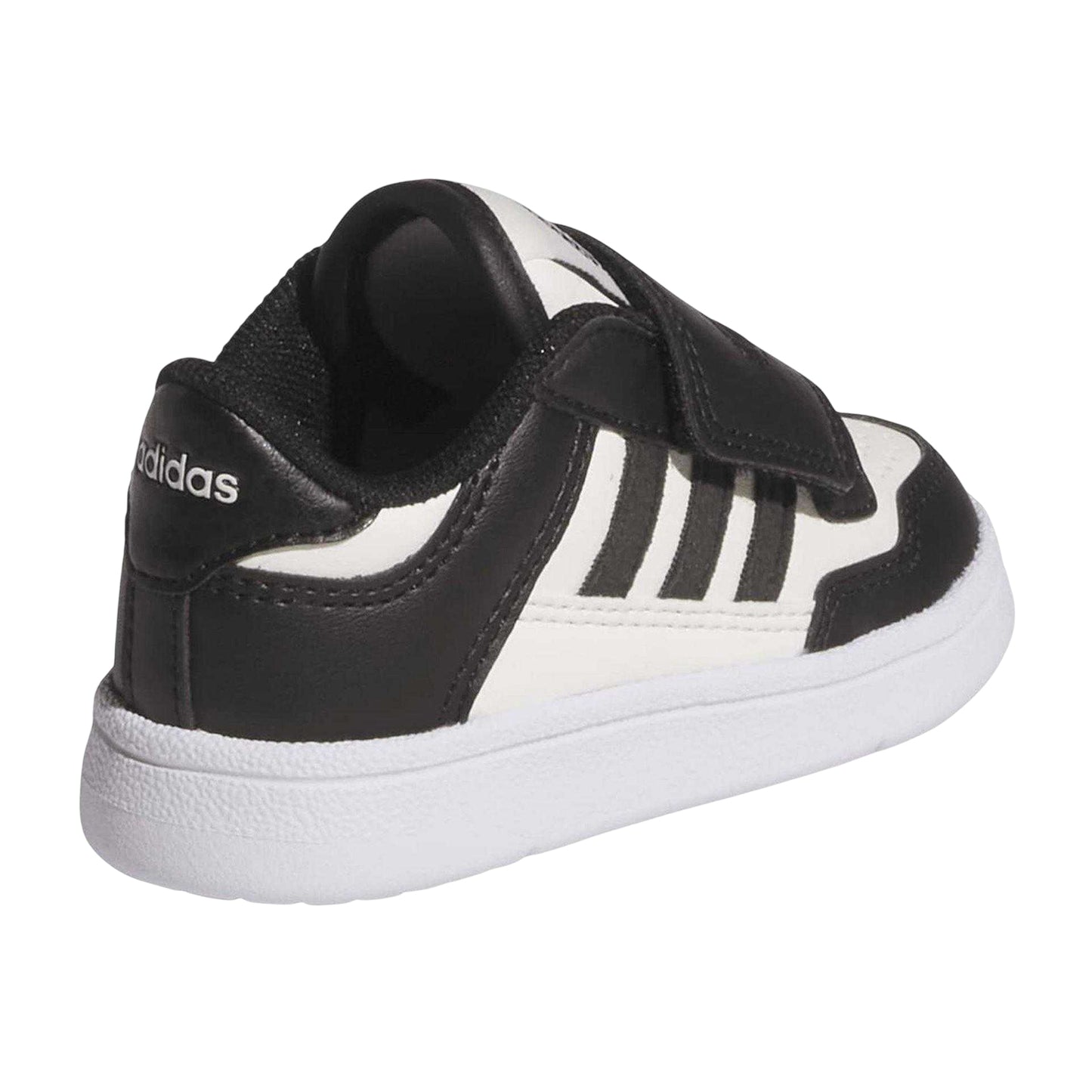 Core Black-Cloud White - Back - Adidas Childrens-Kids Rapid Court 3 Stripes Low Trainers