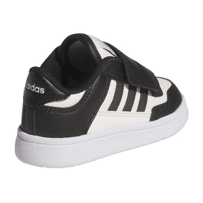 Core Black-Cloud White - Back - Adidas Childrens-Kids Rapid Court 3 Stripes Low Trainers