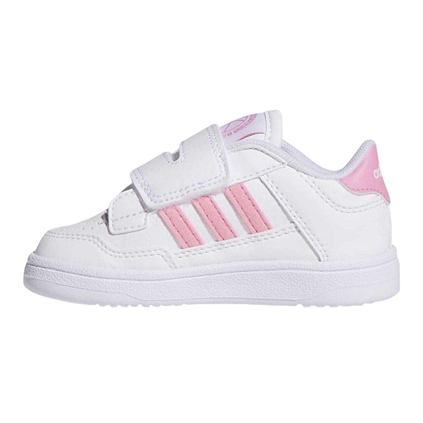 White-Bliss Pink - Side - Adidas Childrens-Kids Rapid Court 3 Stripes Low Trainers