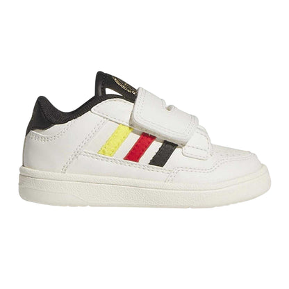 Off White-Core Black - Front - Adidas Childrens-Kids Rapid Court 3 Stripes Low Trainers