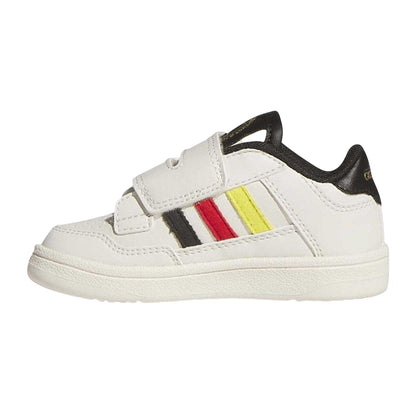 Off White-Core Black - Side - Adidas Childrens-Kids Rapid Court 3 Stripes Low Trainers