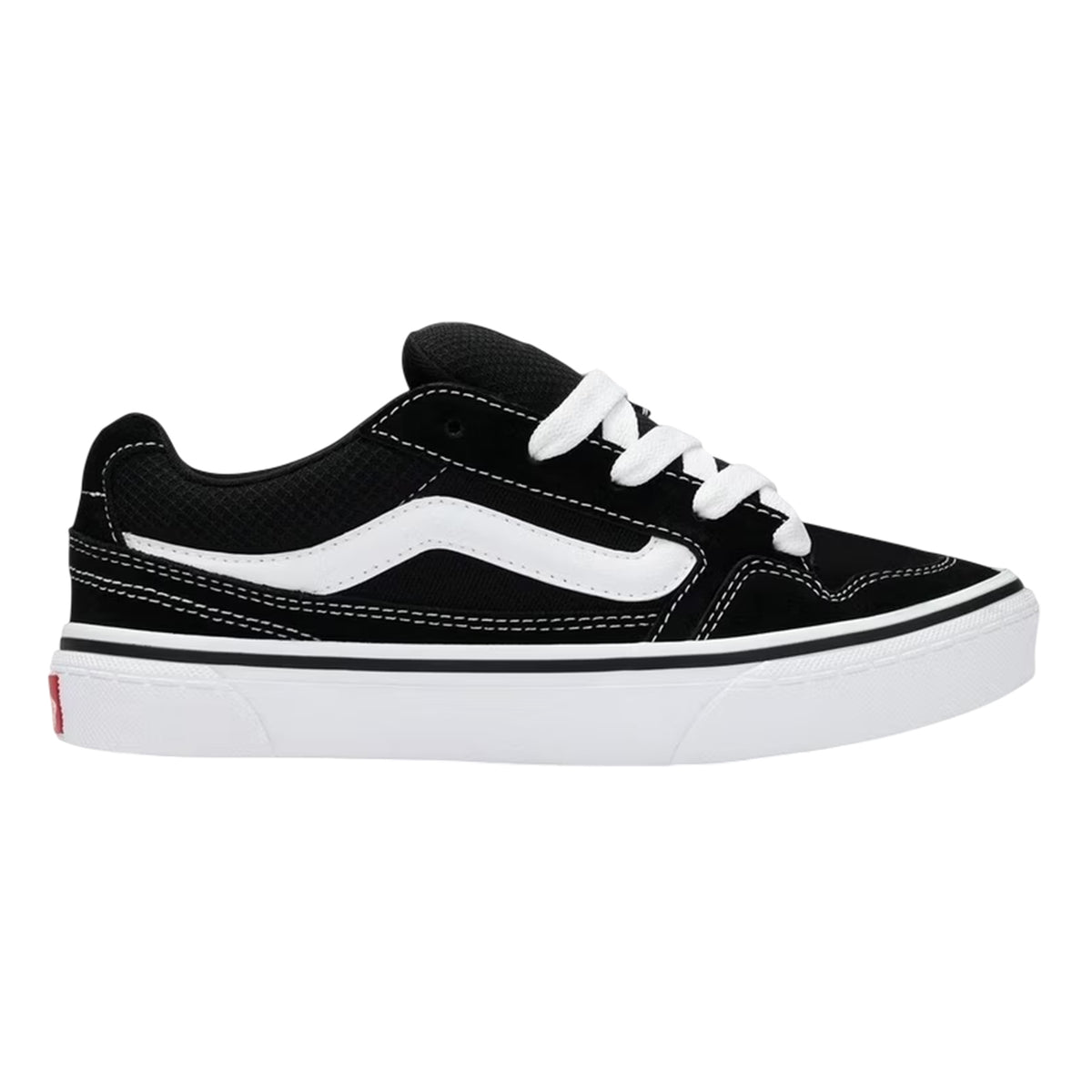 Black-White - Front - Vans Childrens-Kids Caldrone Suede Trainers