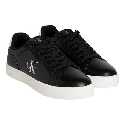 Black - Side - Calvin Klein Mens Lace Up Leather Cupsole Trainers