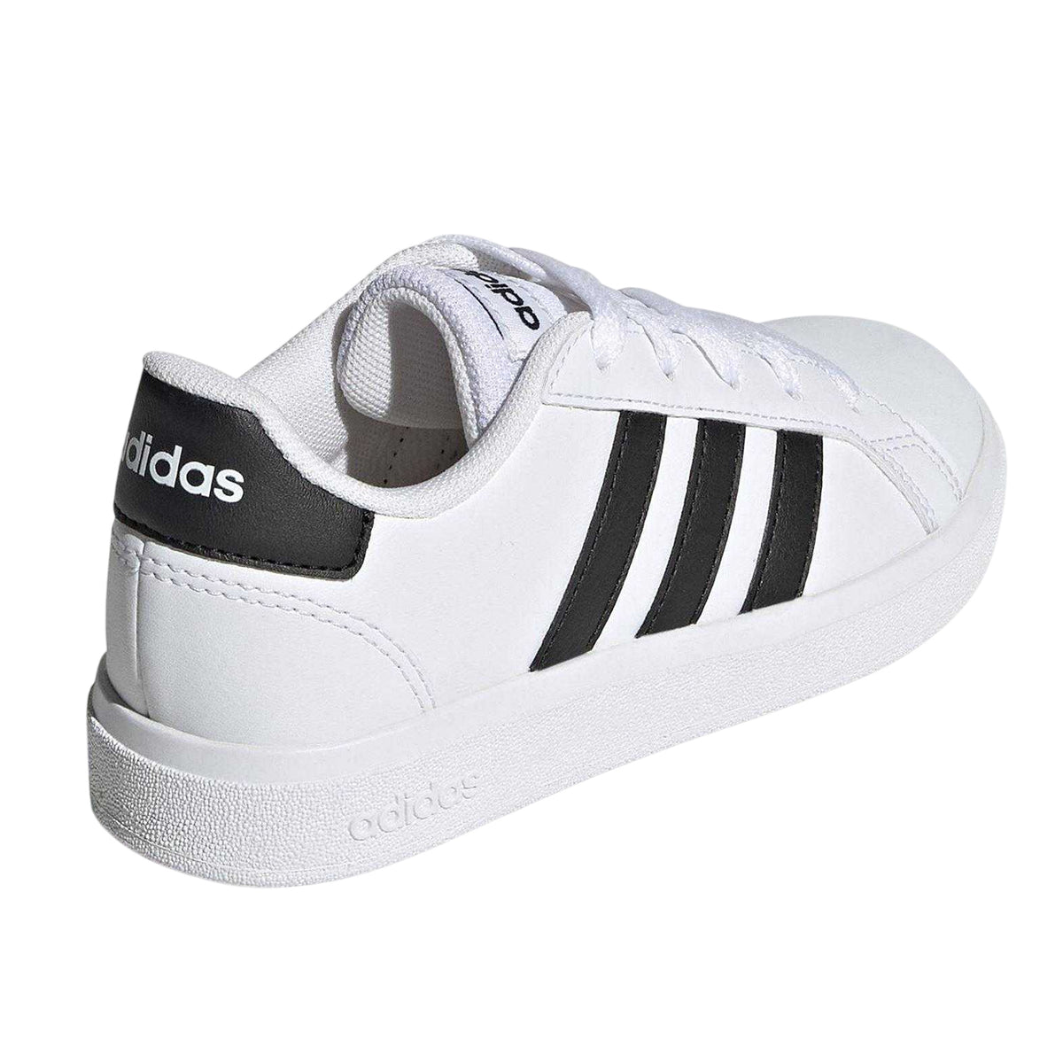 White-Black - Back - Adidas Childrens-Kids Grand Court 2.0 3 Stripes Trainers