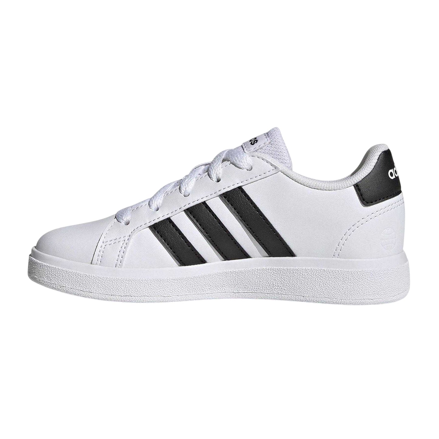 White-Black - Side - Adidas Childrens-Kids Grand Court 2.0 3 Stripes Trainers