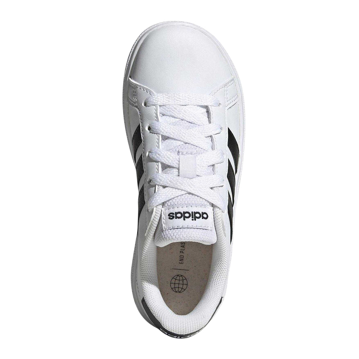 White-Black - Lifestyle - Adidas Childrens-Kids Grand Court 2.0 3 Stripes Trainers