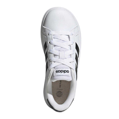 White-Black - Lifestyle - Adidas Childrens-Kids Grand Court 2.0 3 Stripes Trainers