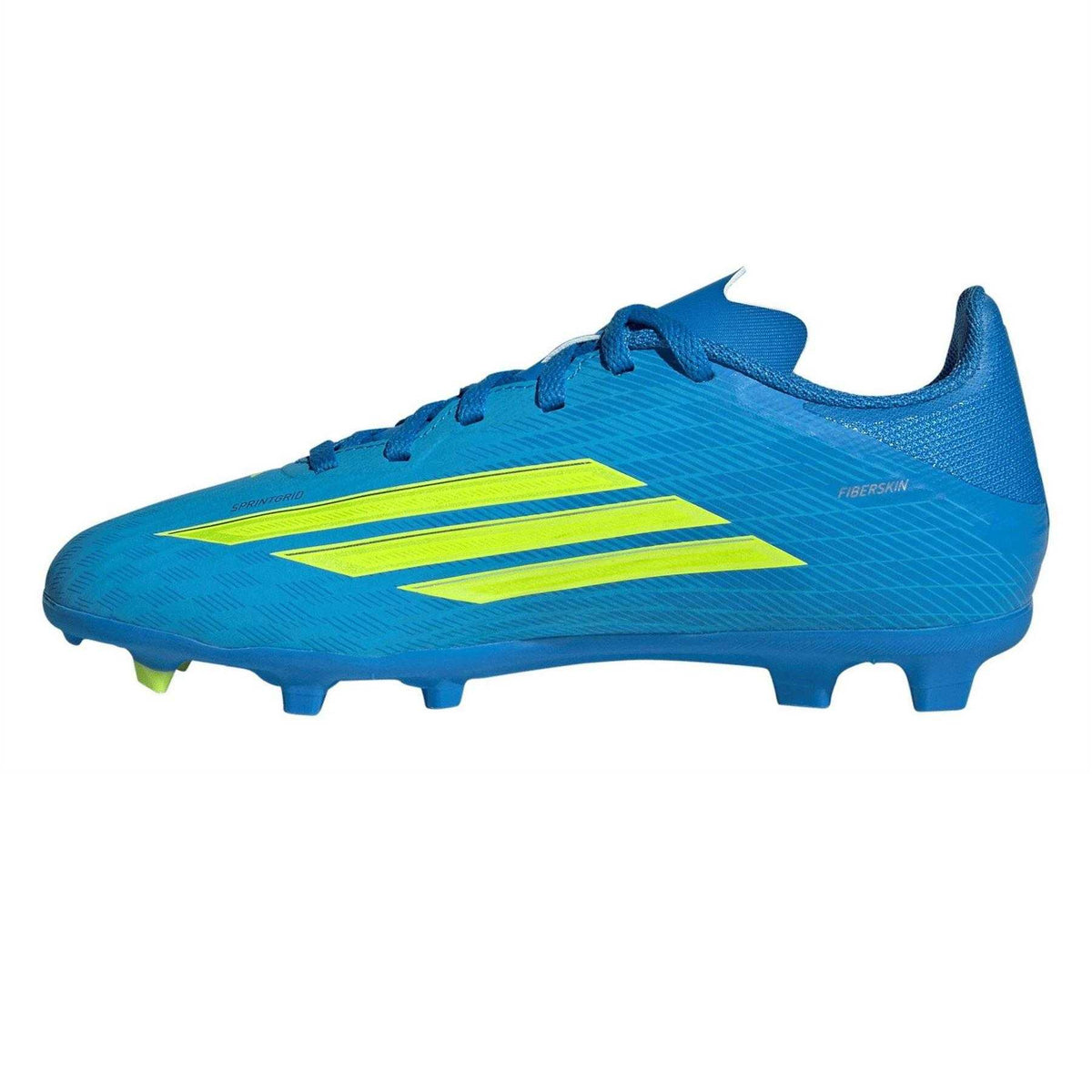 Blue-Yellow - Side - Adidas Childrens-Kids League Firm Ground Football Boots