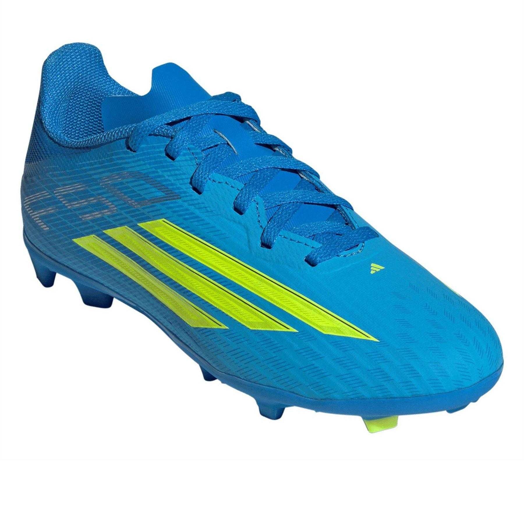 Blue-Yellow - Pack Shot - Adidas Childrens-Kids League Firm Ground Football Boots
