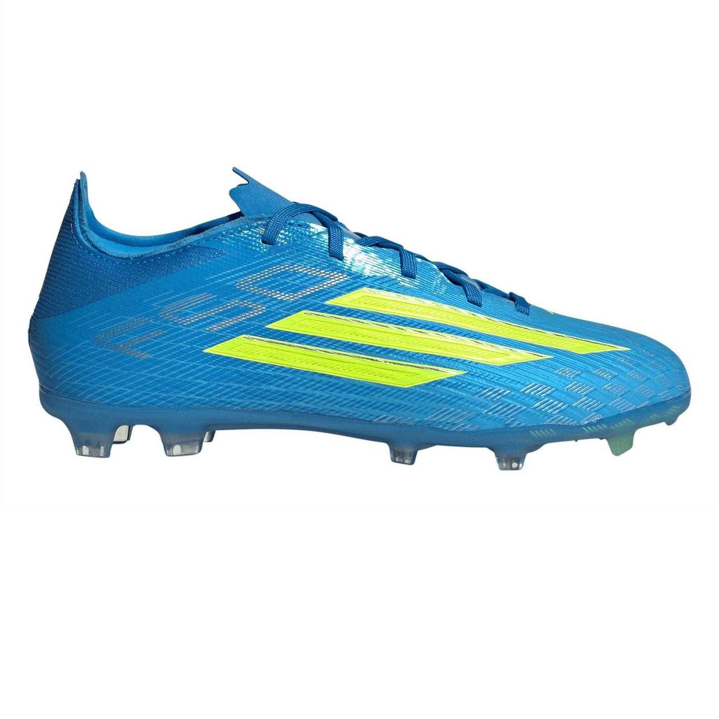 Blue-Yellow - Front - Adidas Childrens-Kids F50 Elite Firm Ground Football Boots