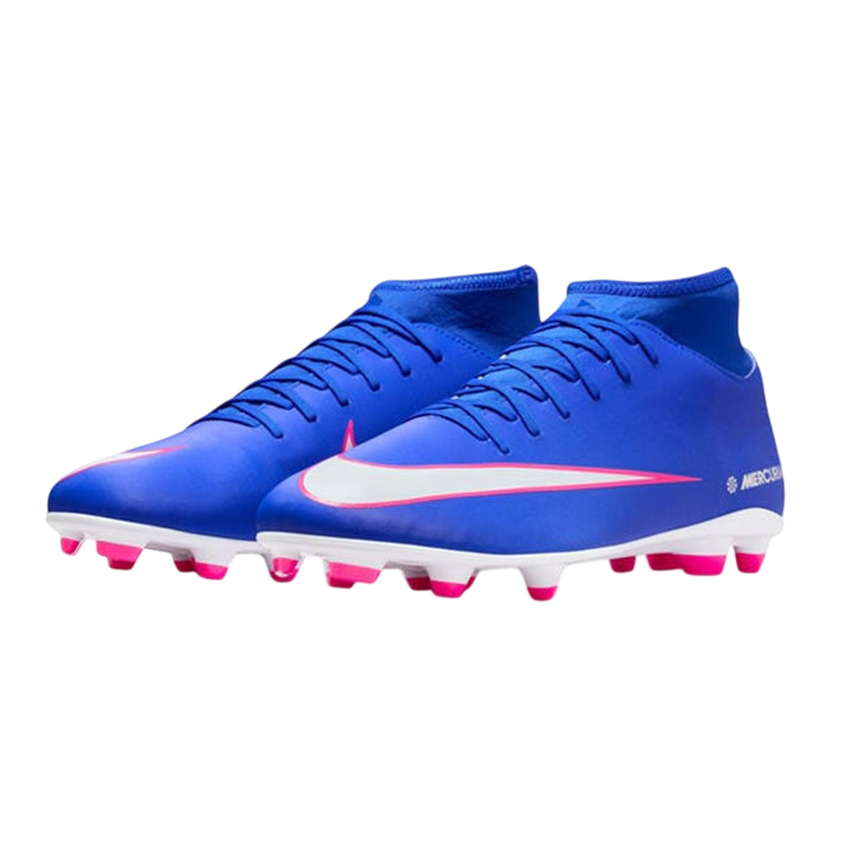 Blue-White-Pink - Side - Nike Childrens-Kids Superfly 10 Firm Ground Football Boots