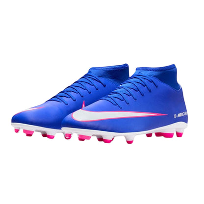 Blue-White-Pink - Side - Nike Childrens-Kids Superfly 10 Firm Ground Football Boots