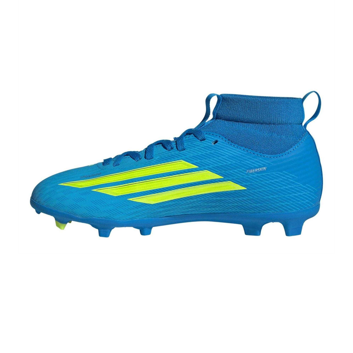 Blue-Yellow - Side - Adidas Childrens-Kids F50 League Multi Ground Football Boots