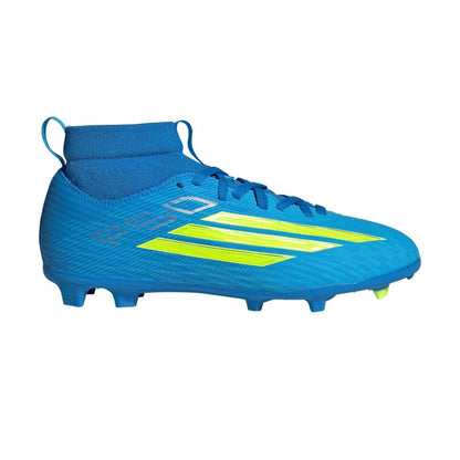 Blue-Yellow - Front - Adidas Childrens-Kids F50 League Multi Ground Football Boots