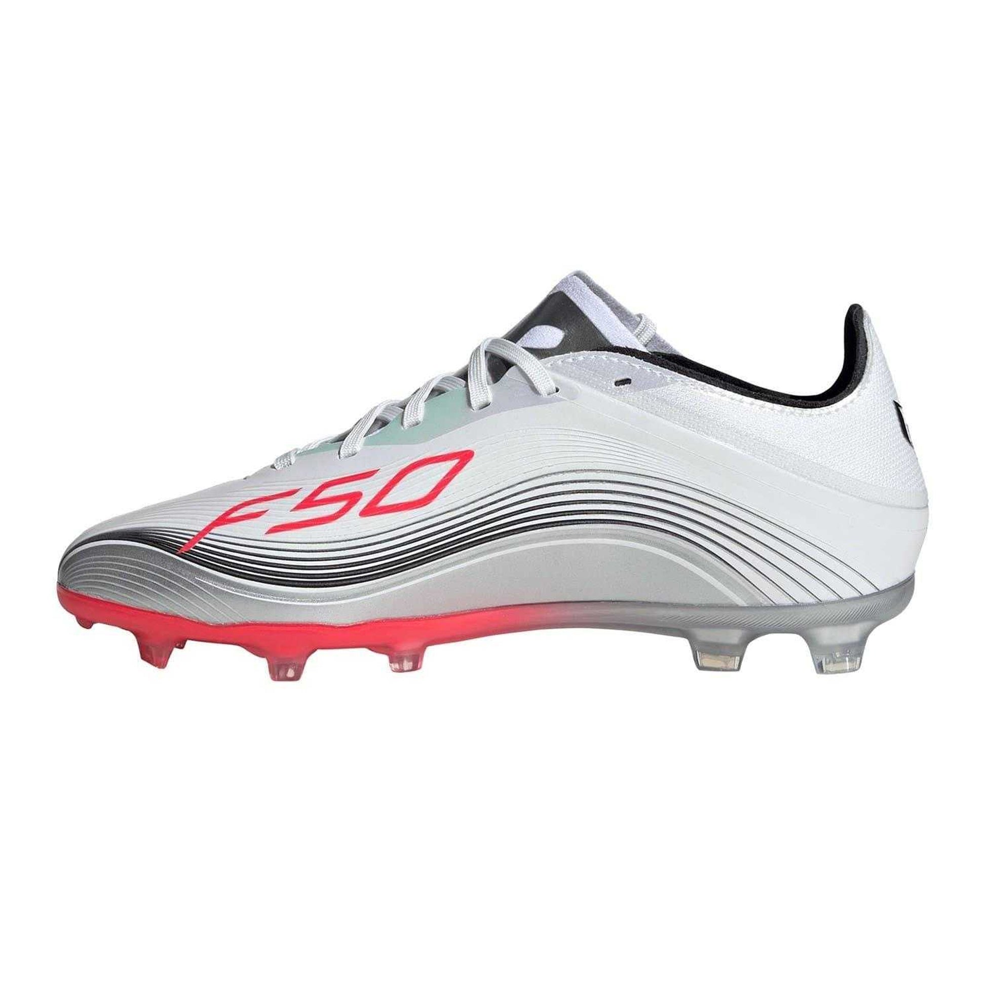 White-Red - Side - Adidas Childrens-Kids F50 Elite Lionel Messi Firm Ground Football Boots
